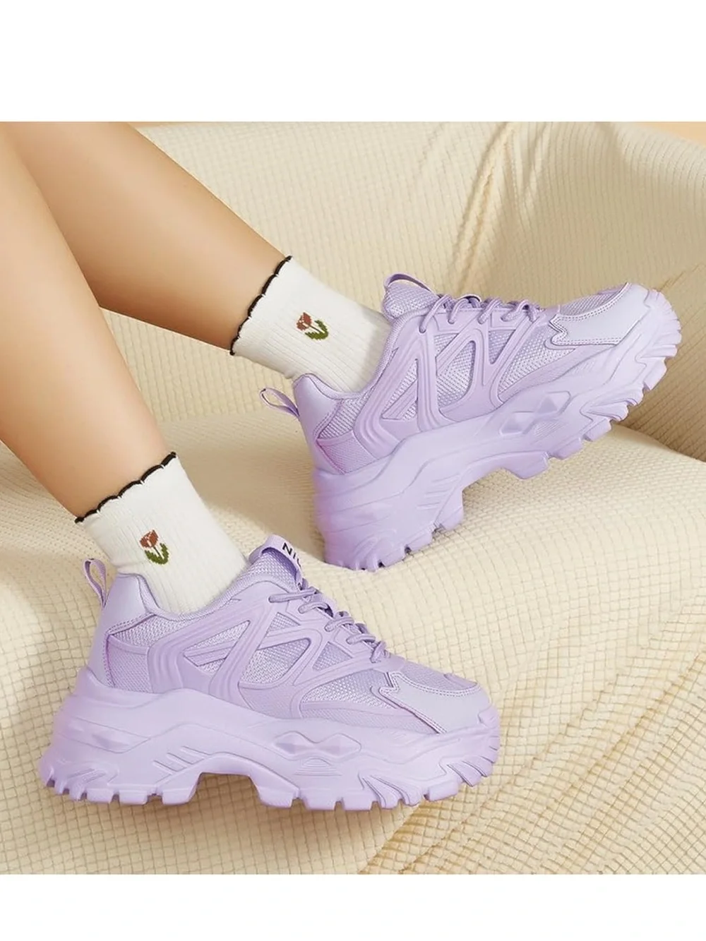 New Lilac Platform Chunky Dad Sneakers
